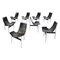 Verchromte Mid-Century T Stühle aus schwarzem Leder von Katavolos, Kelley und Littell für Laverne, 8er Set 1