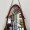 Espejo italiano Mid-Century ovalado de teca con cuerda original, años 60, Imagen 8