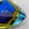 Mid-Century Modern Italian Blue Murano Glass Ashtray with Yellow Shades, 1970s, Image 8