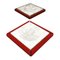 Mid-Century Modern Italian Red Marble and Micro-Perforated Metal Ashtrays, 1980s, Set of 2 1