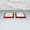 Mid-Century Modern Italian Red Marble and Micro-Perforated Metal Ashtrays, 1980s, Set of 2 3