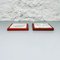 Mid-Century Modern Italian Red Marble and Micro-Perforated Metal Ashtrays, 1980s, Set of 2 2