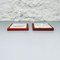 Mid-Century Modern Italian Red Marble and Micro-Perforated Metal Ashtrays, 1980s, Set of 2, Image 2