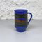 Italian Blue Cylindrical Ceramic Jug with Colored Abstract Decoration, 1960s 3