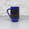 Italian Blue Cylindrical Ceramic Jug with Colored Abstract Decoration, 1960s 2