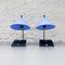 Mid-Century Italian Brass Table Lamps with Blue Lampshade by Stilnovo, 1950s, Set of 2 4