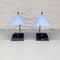 Mid-Century Italian Brass Table Lamps with Blue Lampshade by Stilnovo, 1950s, Set of 2 5