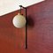 Mid-Century Italian Opaline Glass Wall Light with Black Metal Structure, 1950s 3