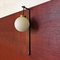 Mid-Century Italian Opaline Glass Wall Light with Black Metal Structure, 1950s, Image 3