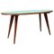 Mid-Century Italian Elliptical Solid Beech Table with Green Formica Top, 1960s 1