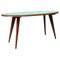 Mid-Century Italian Elliptical Solid Beech Table with Green Formica Top, 1960s, Image 1