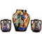 Vasi in ceramica colorati dipinti a mano con disegno floreale, set di 3, Immagine 1