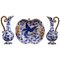 Belgian Ceramic Items with Hand Painted Blue Decorations, Set of 3 1