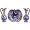 Belgische Keramik mit handbemalten blauen Verzierungen, 3er Set 1