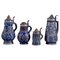 Jarras de cerveza de cerámica con adornos en azul índigo. Juego de 4, Imagen 1