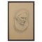 Man's Face, 19th-Century, Pencil on Paper, Framed 1