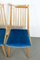 Esszimmerstühle mit blauem Samtbezug, 1950er, 4er Set 12