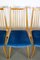 Esszimmerstühle mit blauem Samtbezug, 1950er, 4er Set 10