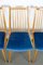 Esszimmerstühle mit blauem Samtbezug, 1950er, 4er Set 11