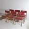 Italian Wooden Structure Vinyl Chair, 1960s, Set of 6 1