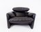 Black Leather Armchair by Vico Magistretti for Cassina 1