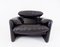 Black Leather Armchair by Vico Magistretti for Cassina, Image 1