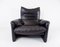 Black Leather Armchair by Vico Magistretti for Cassina 2