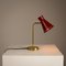 Brass and Burgundy Lacquered Metal Table Lamp, Sweden, 1950s 4