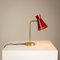 Brass and Burgundy Lacquered Metal Table Lamp, Sweden, 1950s, Image 3