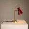 Brass and Burgundy Lacquered Metal Table Lamp, Sweden, 1950s 5