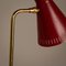 Brass and Burgundy Lacquered Metal Table Lamp, Sweden, 1950s 9