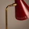 Brass and Burgundy Lacquered Metal Table Lamp, Sweden, 1950s 6