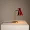Brass and Burgundy Lacquered Metal Table Lamp, Sweden, 1950s, Image 2