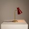 Brass and Burgundy Lacquered Metal Table Lamp, Sweden, 1950s 1