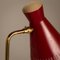 Brass and Burgundy Lacquered Metal Table Lamp, Sweden, 1950s, Image 8