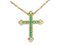 18K Yellow Gold, Emerald & Diamond Cross Pendant, Image 1