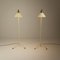 Cream and Brass Floor Lamps by Einar Bäckström, Sweden, 1950s, Set of 2 2
