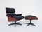 Rosewood Lounge Chair & Ottoman in Black Leather by Charles & Ray Eames for Herman Miller, Set of 2 2