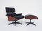 Rosewood Lounge Chair & Ottoman in Black Leather by Charles & Ray Eames for Herman Miller, Set of 2, Image 2