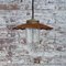 Vintage Industrial Brass, Rust Metal and Clear Glass Pendant Light 5