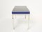 Blue Lacquer and Steel Desk Table with Leather Top by Guy Lefevre for Maison Jansen, 1970s, Image 9