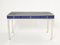 Blue Lacquer and Steel Desk Table with Leather Top by Guy Lefevre for Maison Jansen, 1970s 1