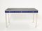 Blue Lacquer and Steel Desk Table with Leather Top by Guy Lefevre for Maison Jansen, 1970s, Image 1