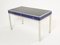 Blue Lacquer and Steel Desk Table with Leather Top by Guy Lefevre for Maison Jansen, 1970s 3