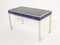 Blue Lacquer and Steel Desk Table with Leather Top by Guy Lefevre for Maison Jansen, 1970s, Image 3