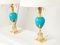 Brass and Blue Opaline Ostrich Egg Lamps by Maison Charles, 1970s, Set of 2 5