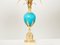 Straußenei Lampen aus Messing & blauem Opalglas von Maison Charles, 1970er, 2er Set 6
