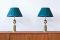 Swedish Brass & Silk Table Lamps from Aneta, 1960s, Set of 2 1