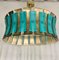 Turquoise Blue and Gold Murano Glass Drum Chandelier 9