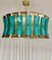 Turquoise Blue and Gold Murano Glass Drum Chandelier 6